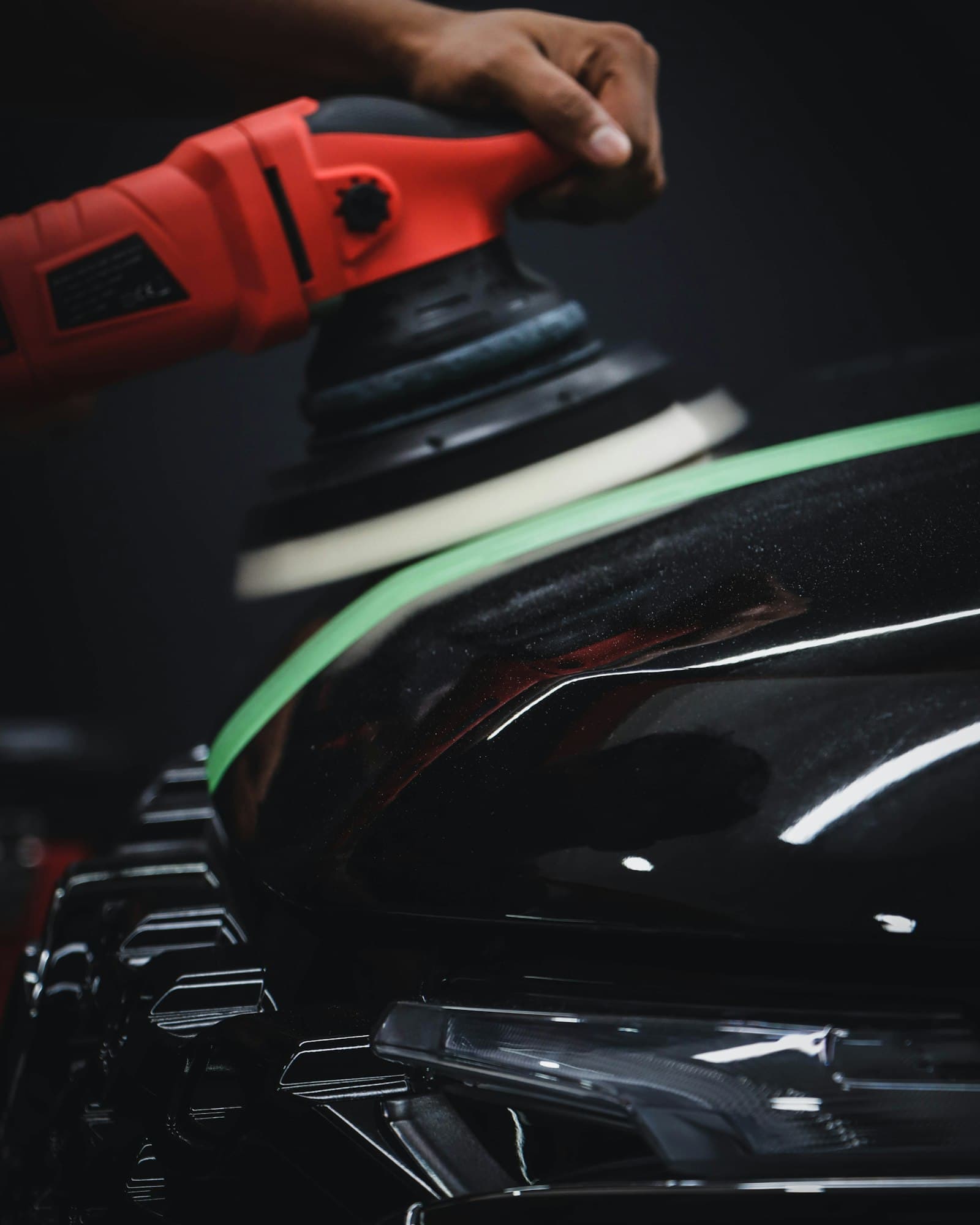 Machine polishing black paintwork with an orbital polisher — Prestige Detail in progress