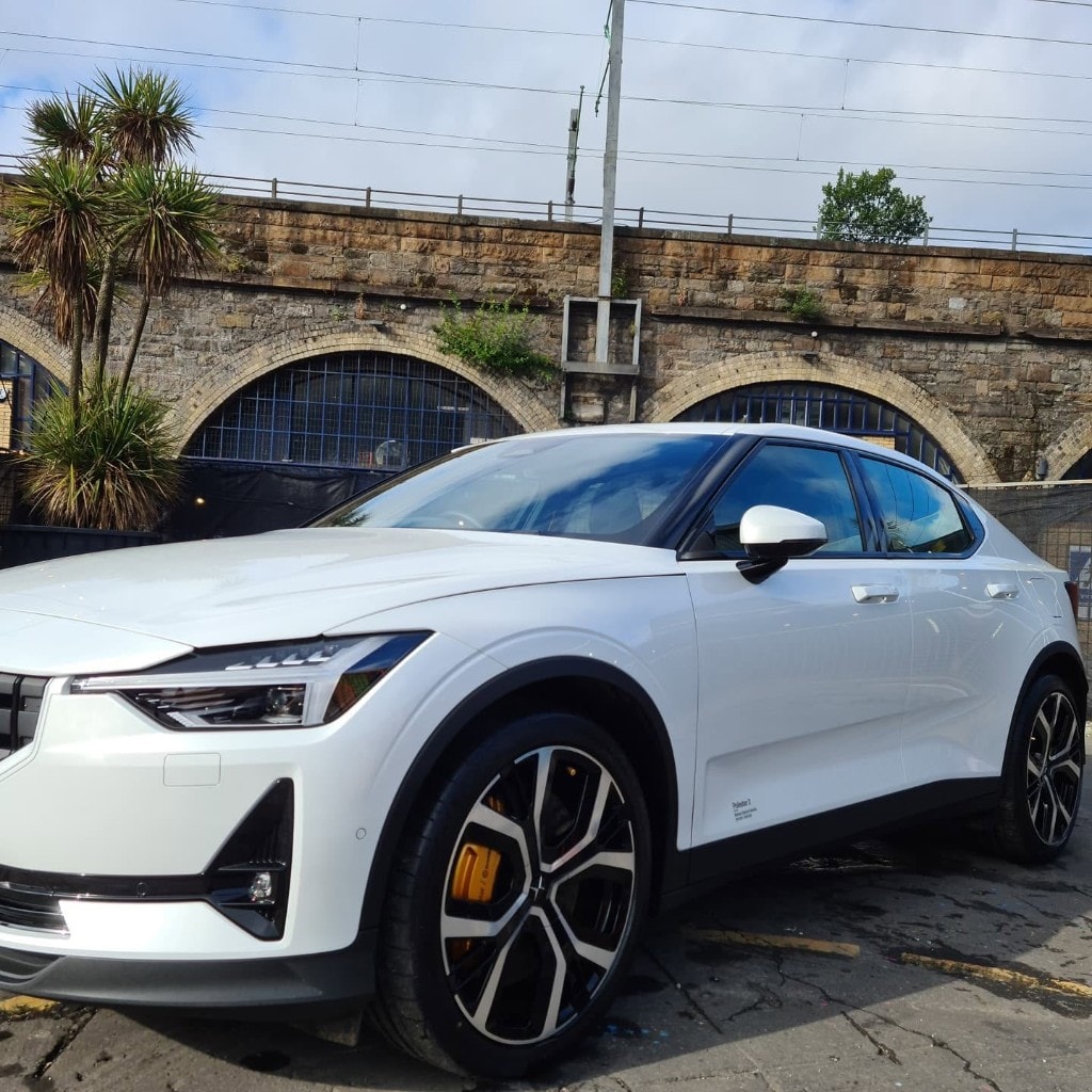 Polestar 2 EV in Arctic White — ceramic coat protection applied