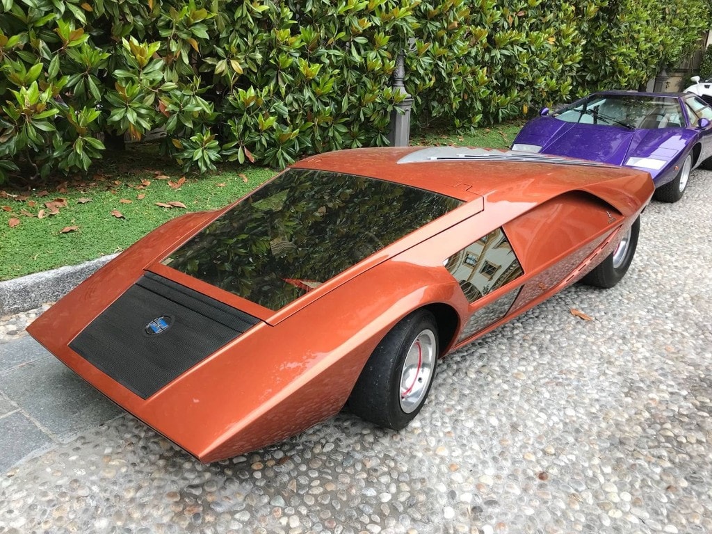 Lancia Stratos Zero concept car at a Lake Como concours event